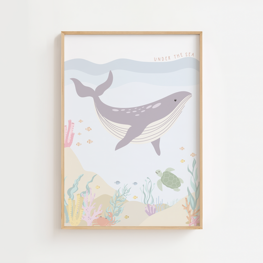 Under the Sea Whale Print - Pastel