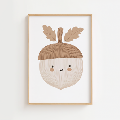 Cute Acorn Character Print