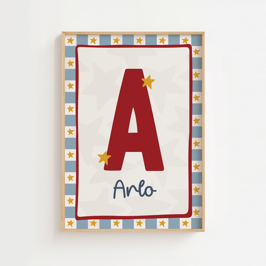 Personalised Initial Star Print - Blue