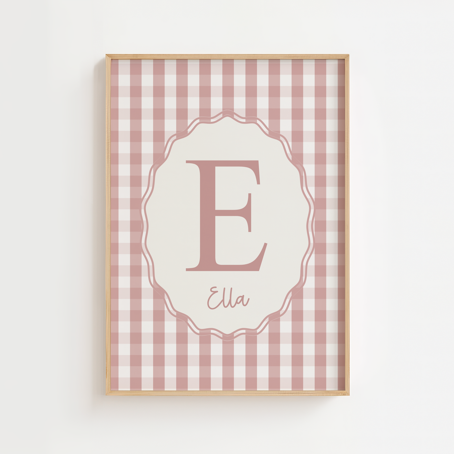 Personalised Gingham Initial Print – Pink