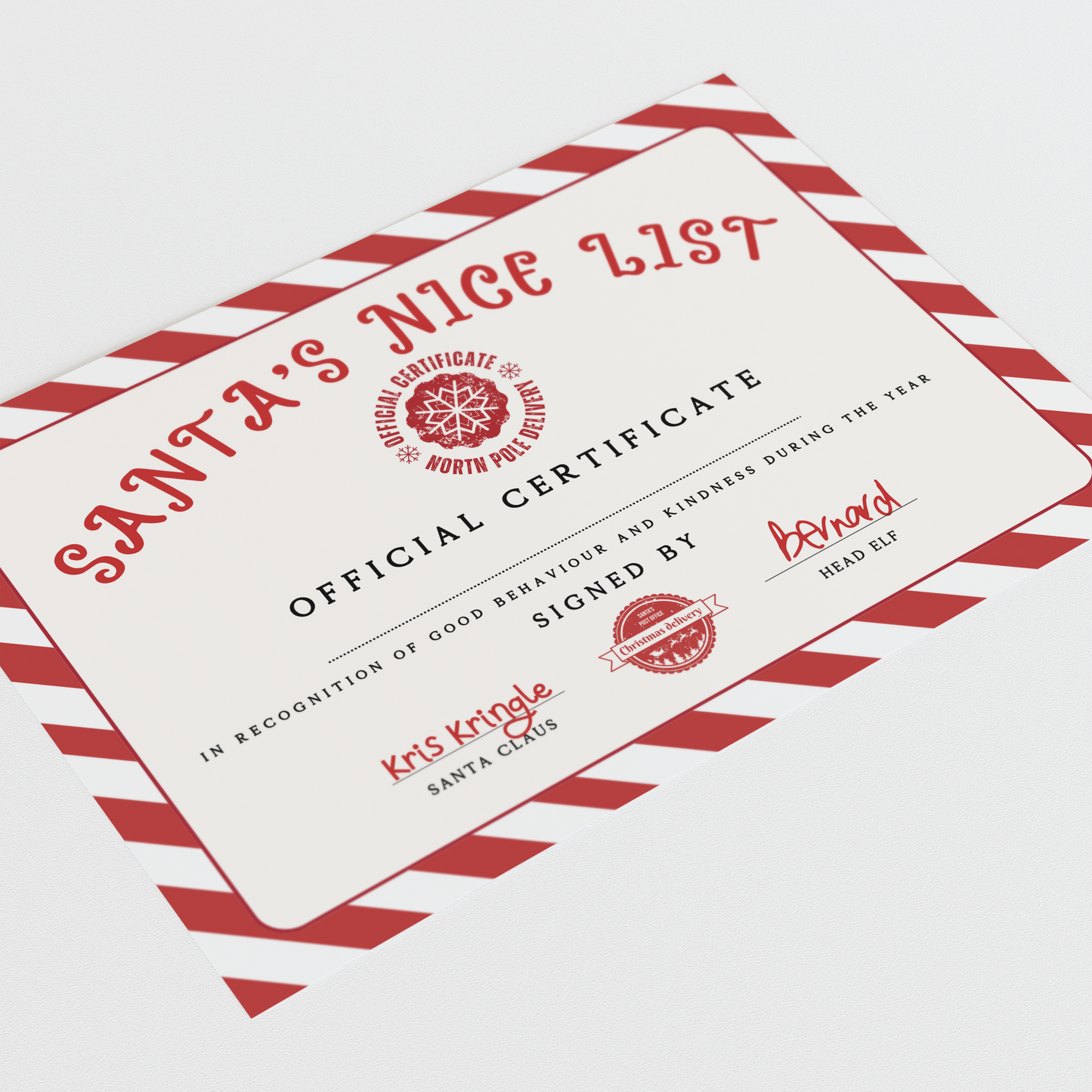 *NEW* Red & White Nice List Certificate - Free Download
