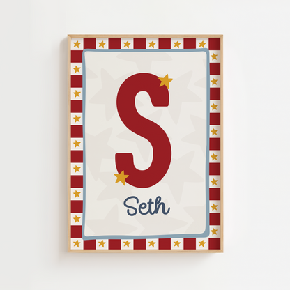 Personalised Initial Star Print - Red