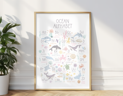 Ocean Alphabet Educational Print - Pastel