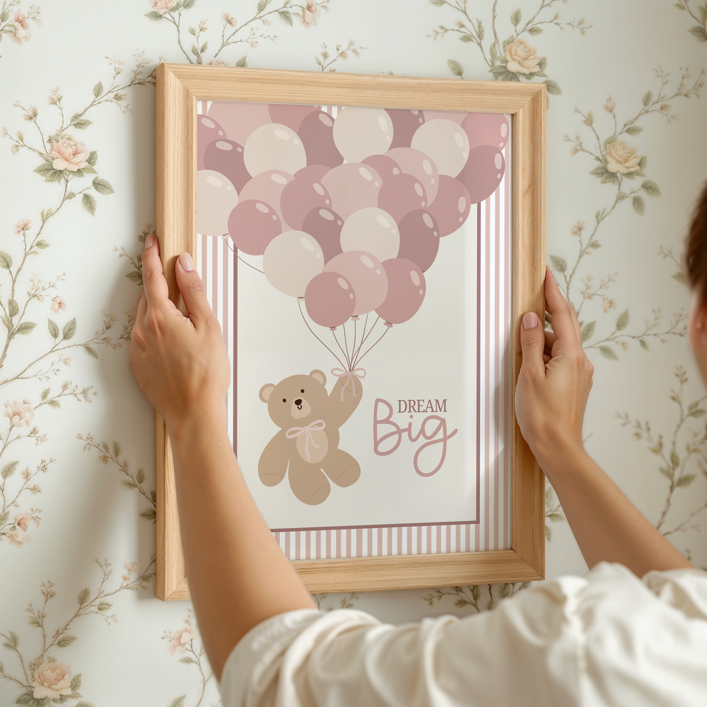 Vintage "Dream Big" Teddy Bear Balloon Print