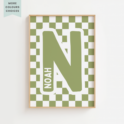 Personalised Checkerboard Initial Print