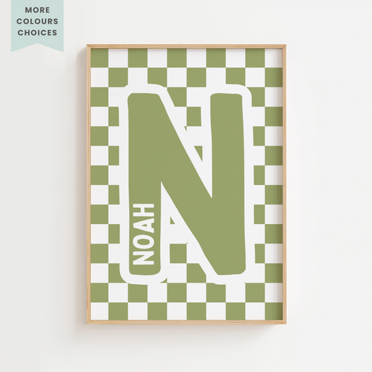 Personalised Checkerboard Initial Print