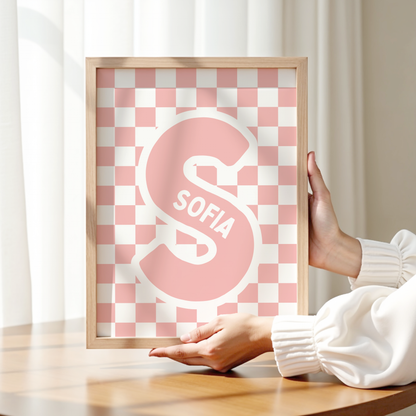 Personalised Checkerboard Initial Print