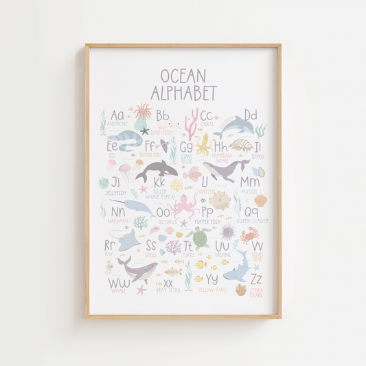 Ocean Alphabet Educational Print - Pastel