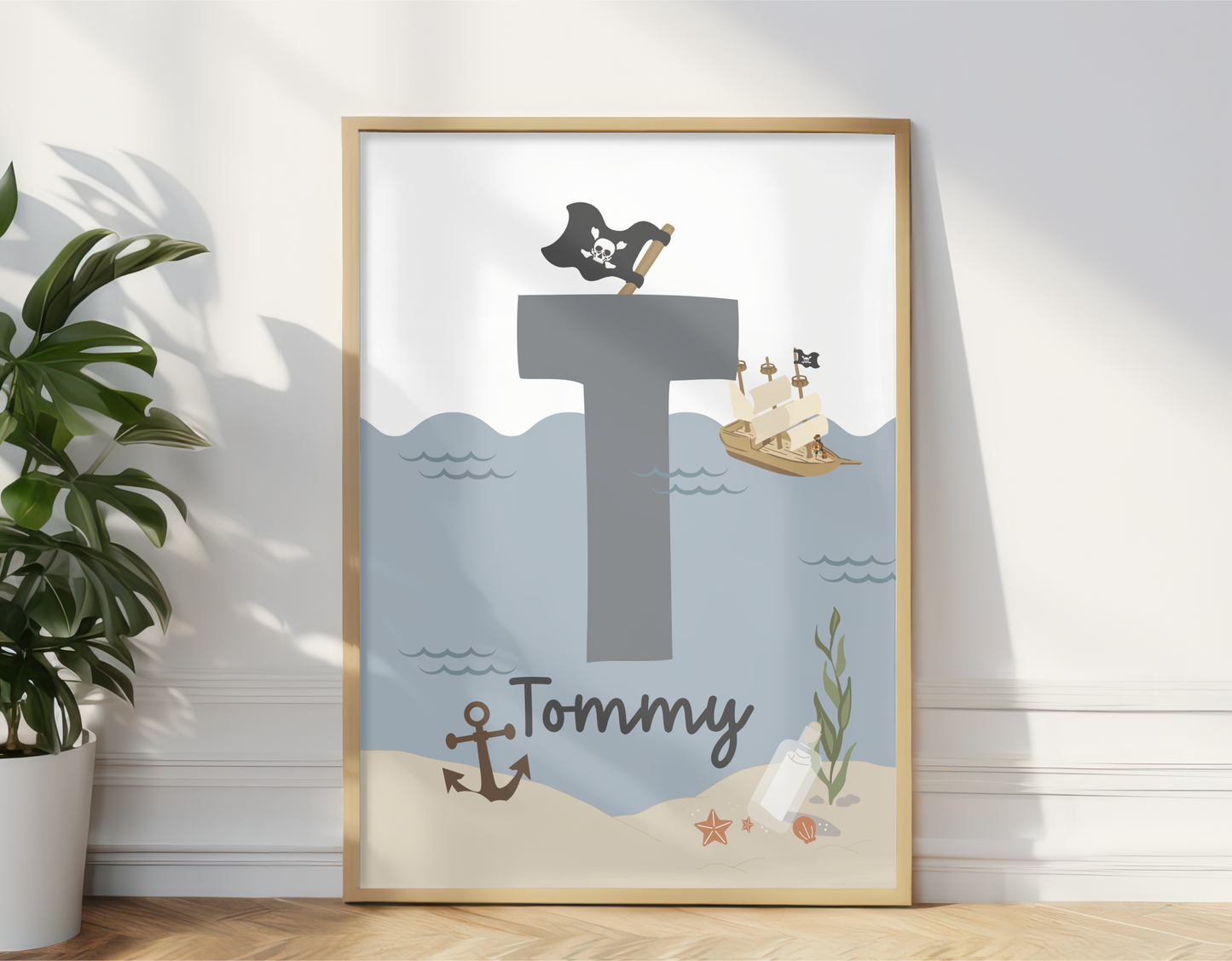 Personalised Pirate Initial Name Print