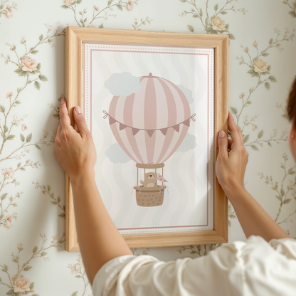 Vintage Teddy Hot Air Balloon Print