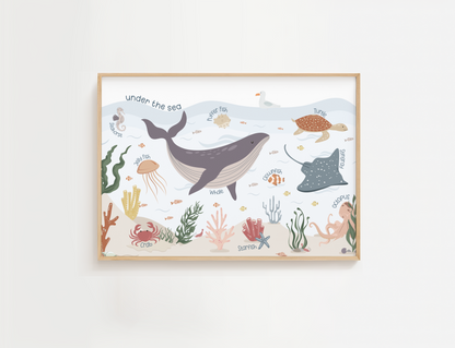 Under the Sea Whale Print Horizontal