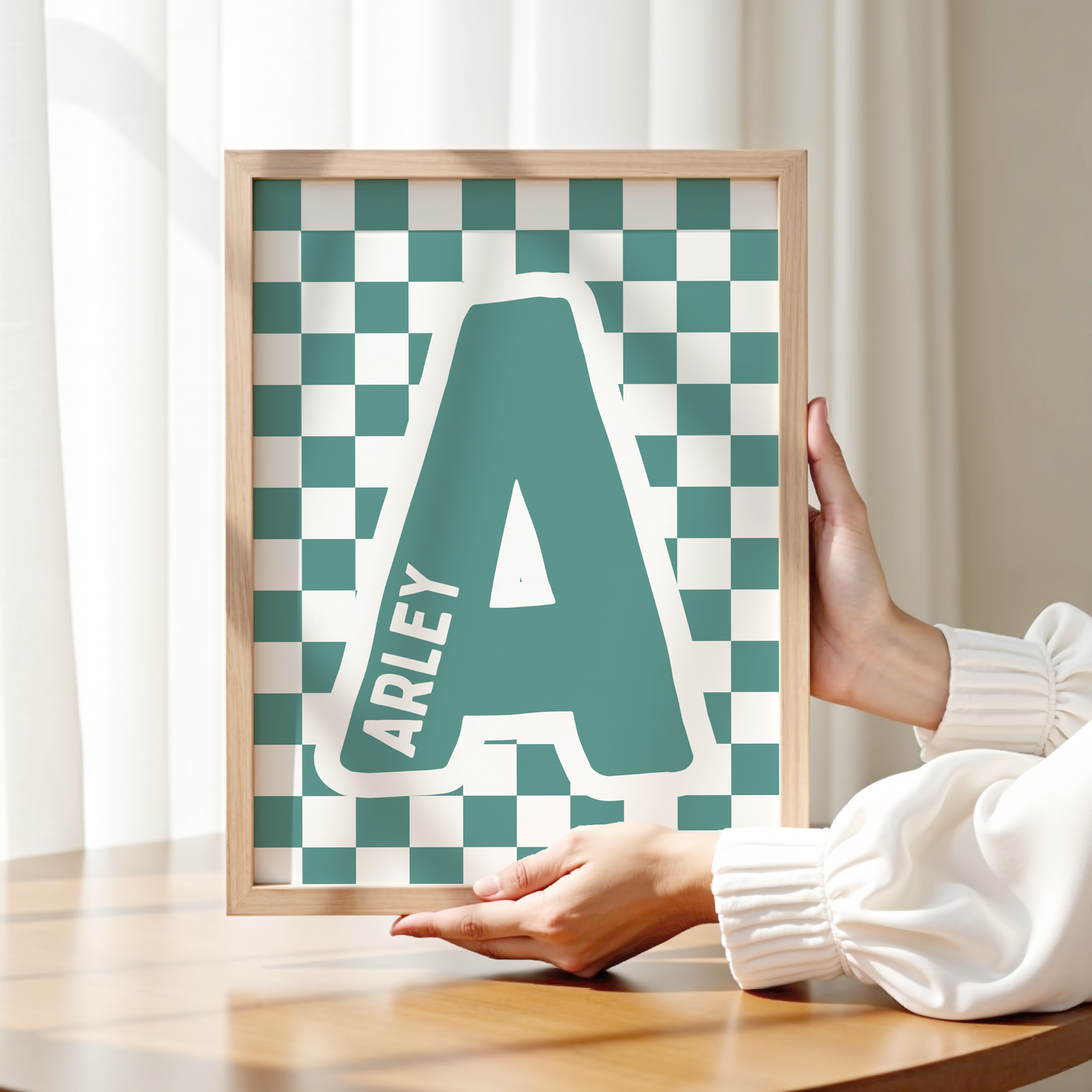 Personalised Checkerboard Initial Print