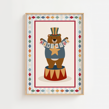 Have Fun Circus Bear Print