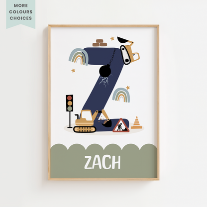 Personalised Construction Name Print