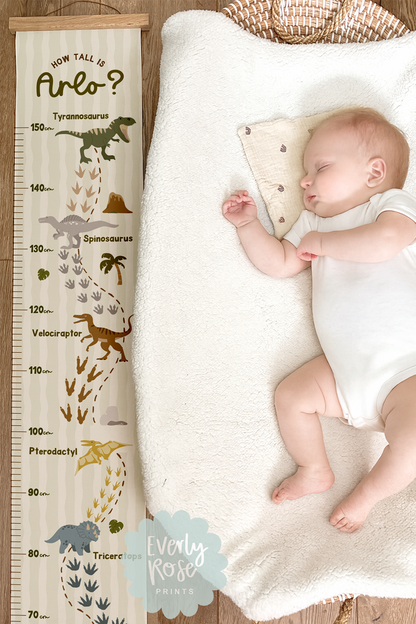 Personalised Dinosaur Height Chart Print