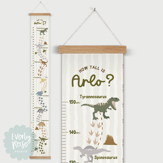Personalised Dinosaur Height Chart Print