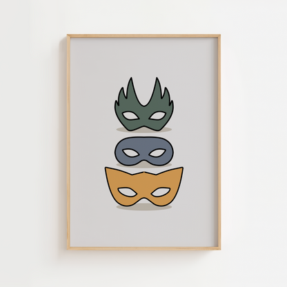 Superhero Masks Print
