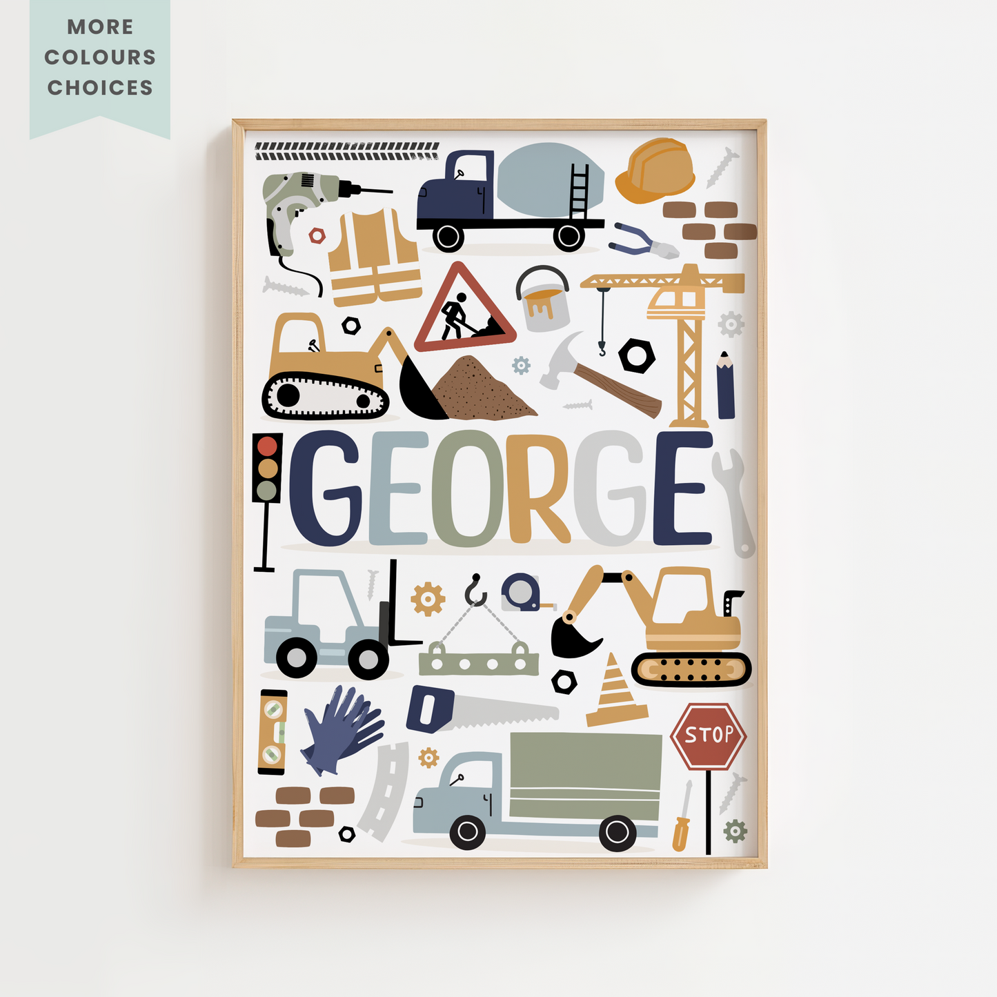 Personalised Construction Name Print