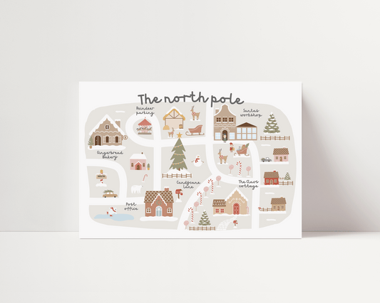 Christmas North Pole Map Print
