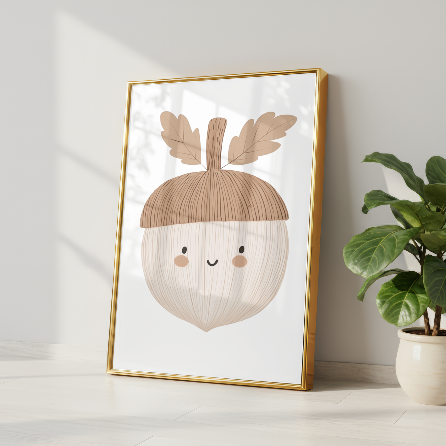 Cute Acorn Character Print