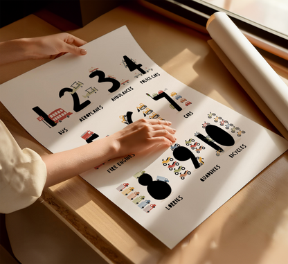 Counting Transport Alphabet Print