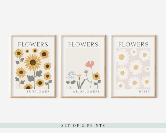 Set Of 3 Flower Market Prints