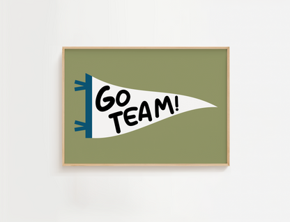 Football "Go Team" Pennant Flag Print