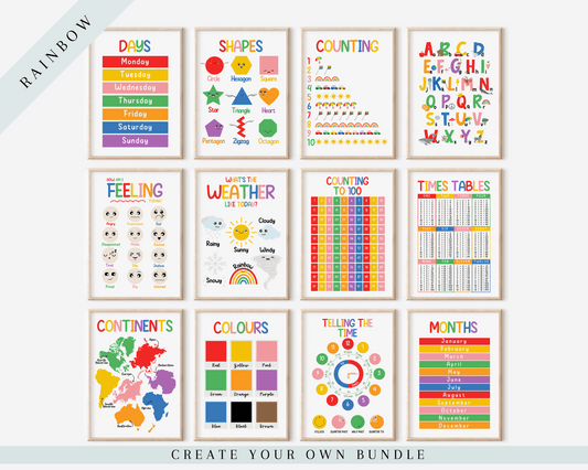 Educational Mix & Match Prints (Rainbow)