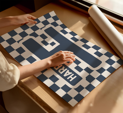 Personalised Checkerboard Initial Print