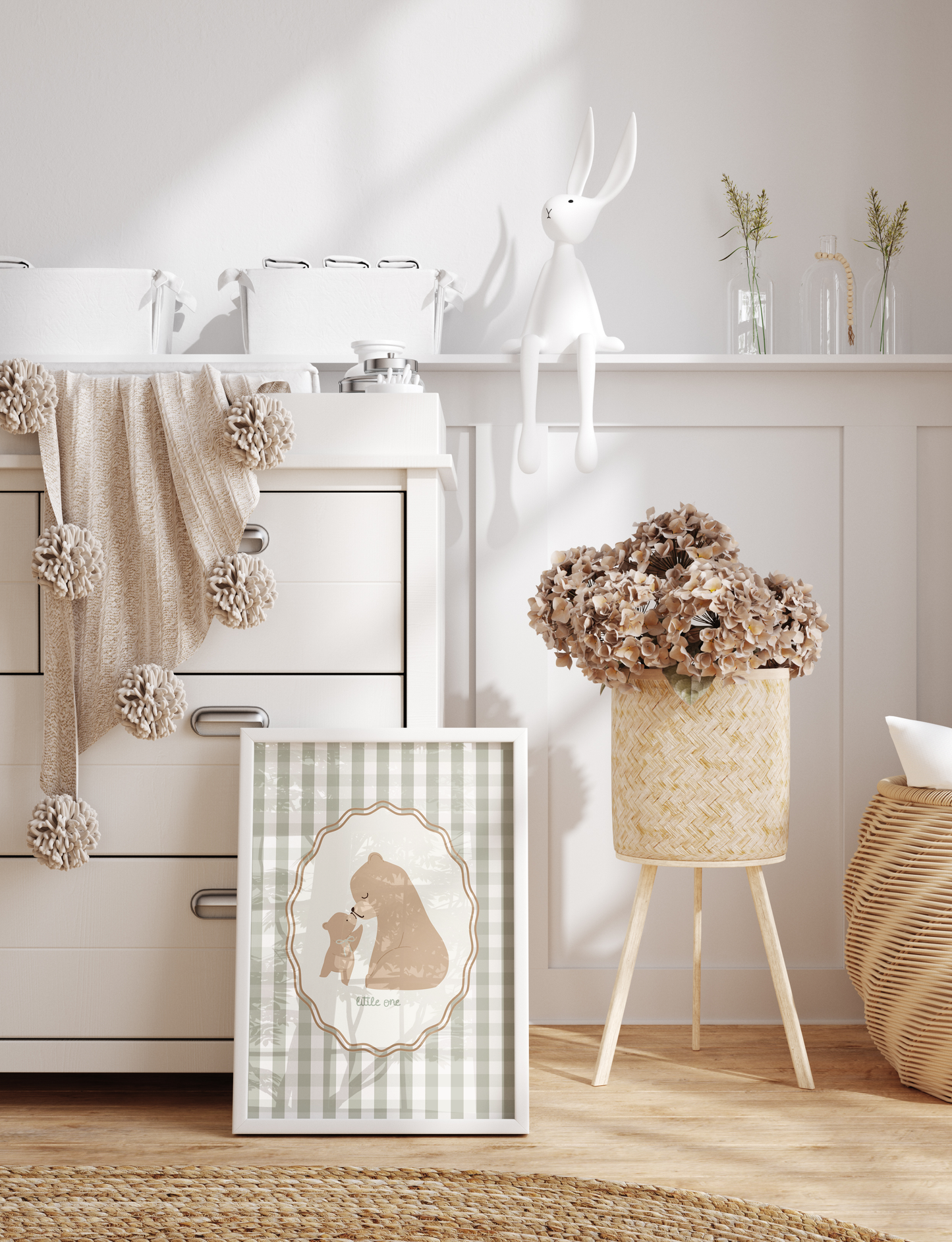 Vintage Mother & Baby Teddy Print
