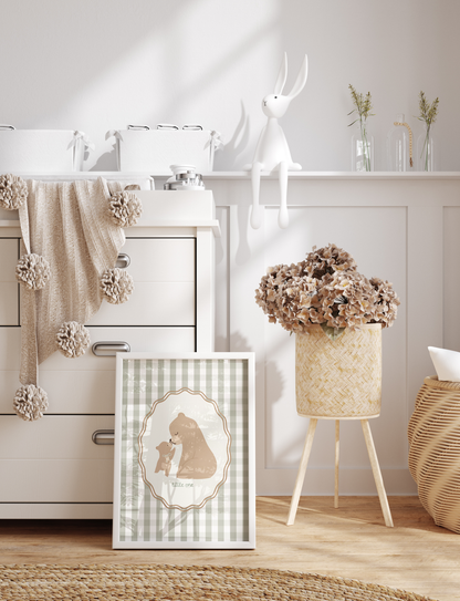 Vintage Mother & Baby Teddy Print