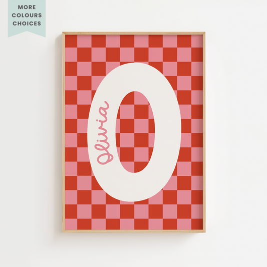 Personalised Checkerboard Initial Print - 2 Colours