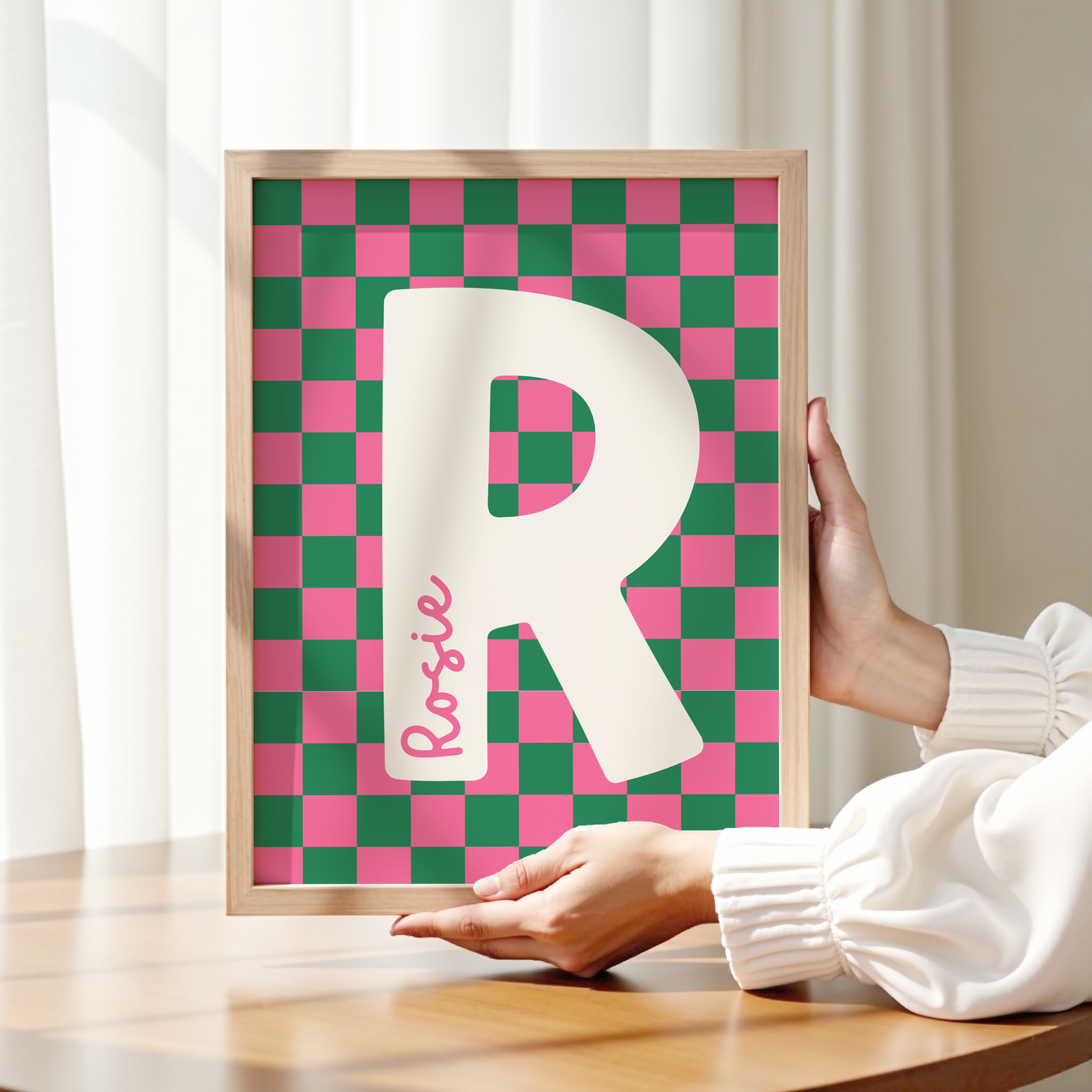 Personalised Checkerboard Initial Print - 2 Colours