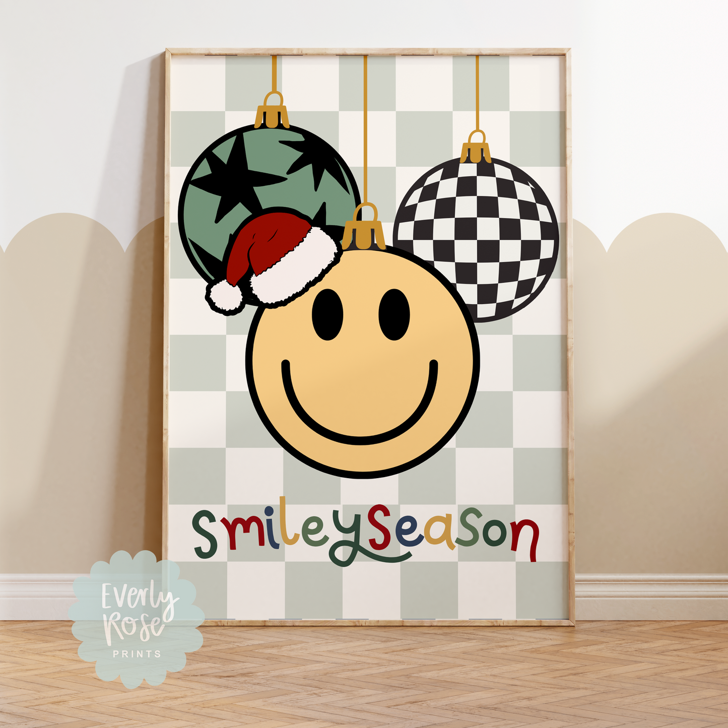 Cool Smile Christmas Baubles Print