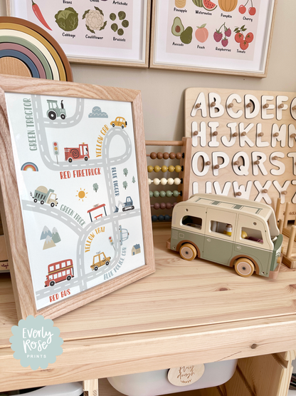Scandi Map Transport Print