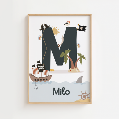 Personalised Pirate Initial Name Print