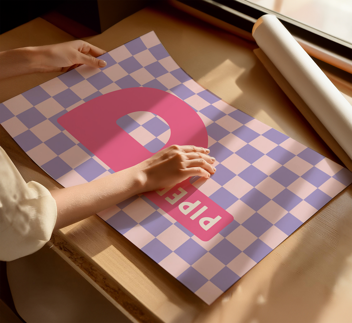 Personalised Checkerboard Initial Print - 2 Colours