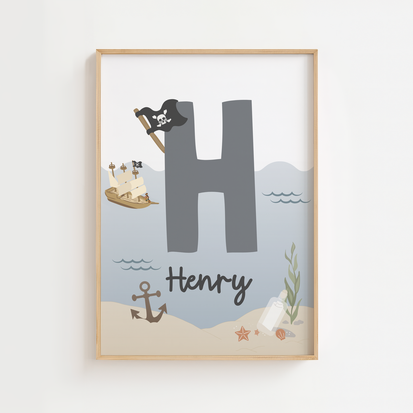 Personalised Pirate Initial Name Print