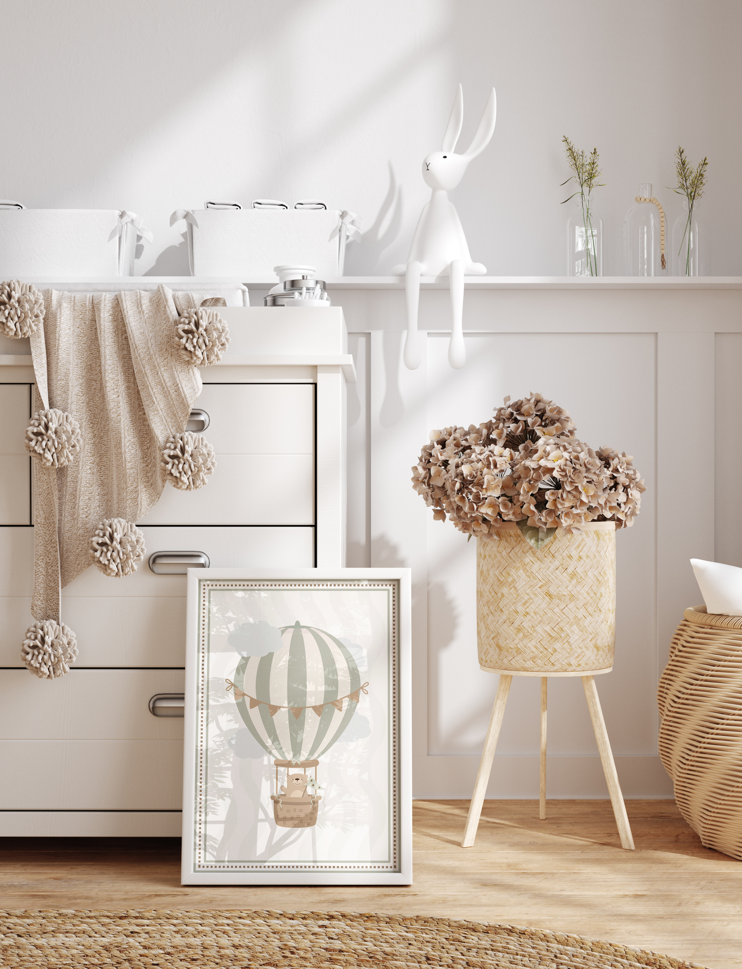 Vintage Teddy Hot Air Balloon Print