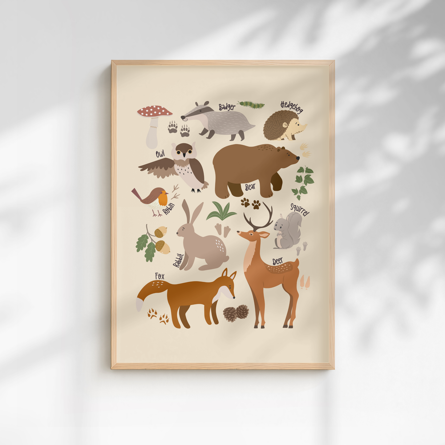Woodland Animals Print - Beige