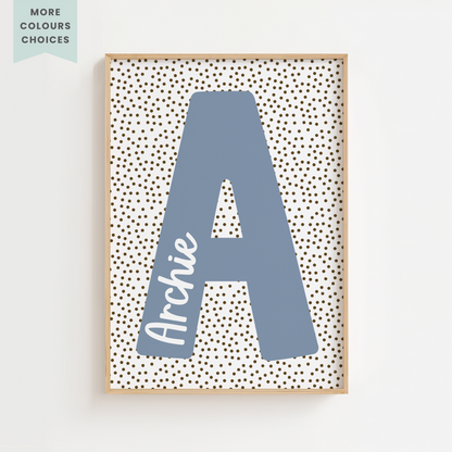 Personalised Dots Background Initial Print