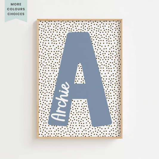 Personalised Dots Background Initial Print