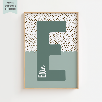 Personalised Half Scallop & Dots Initial Print