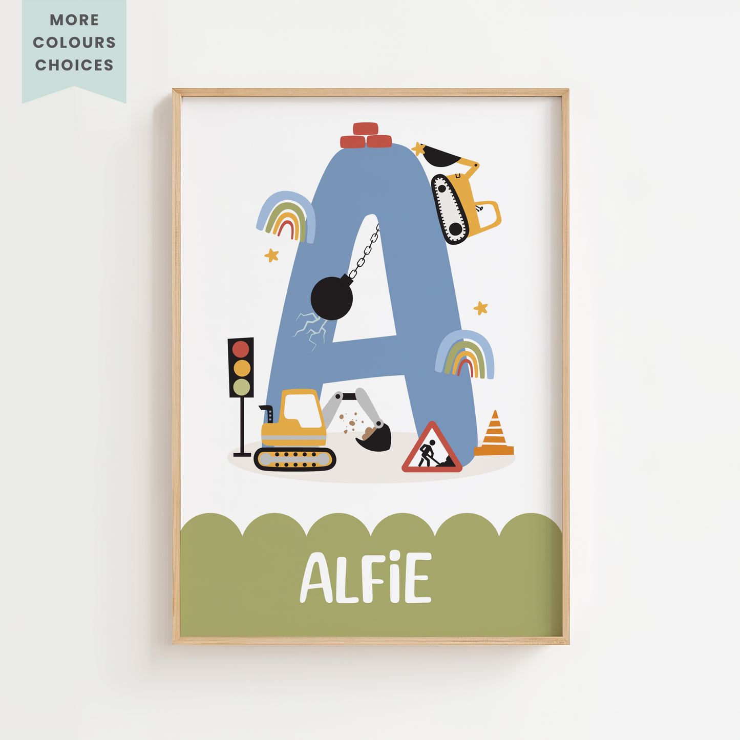 Personalised Construction Name Print