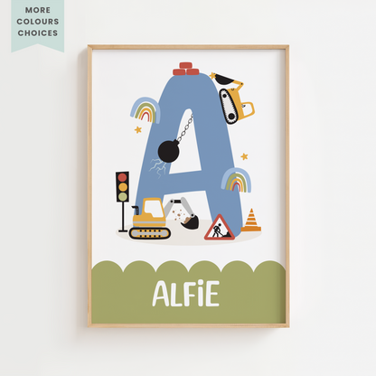 Personalised Construction Name Print