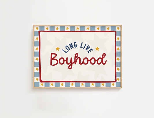 Long Live Boyhood Stars Print - Blue