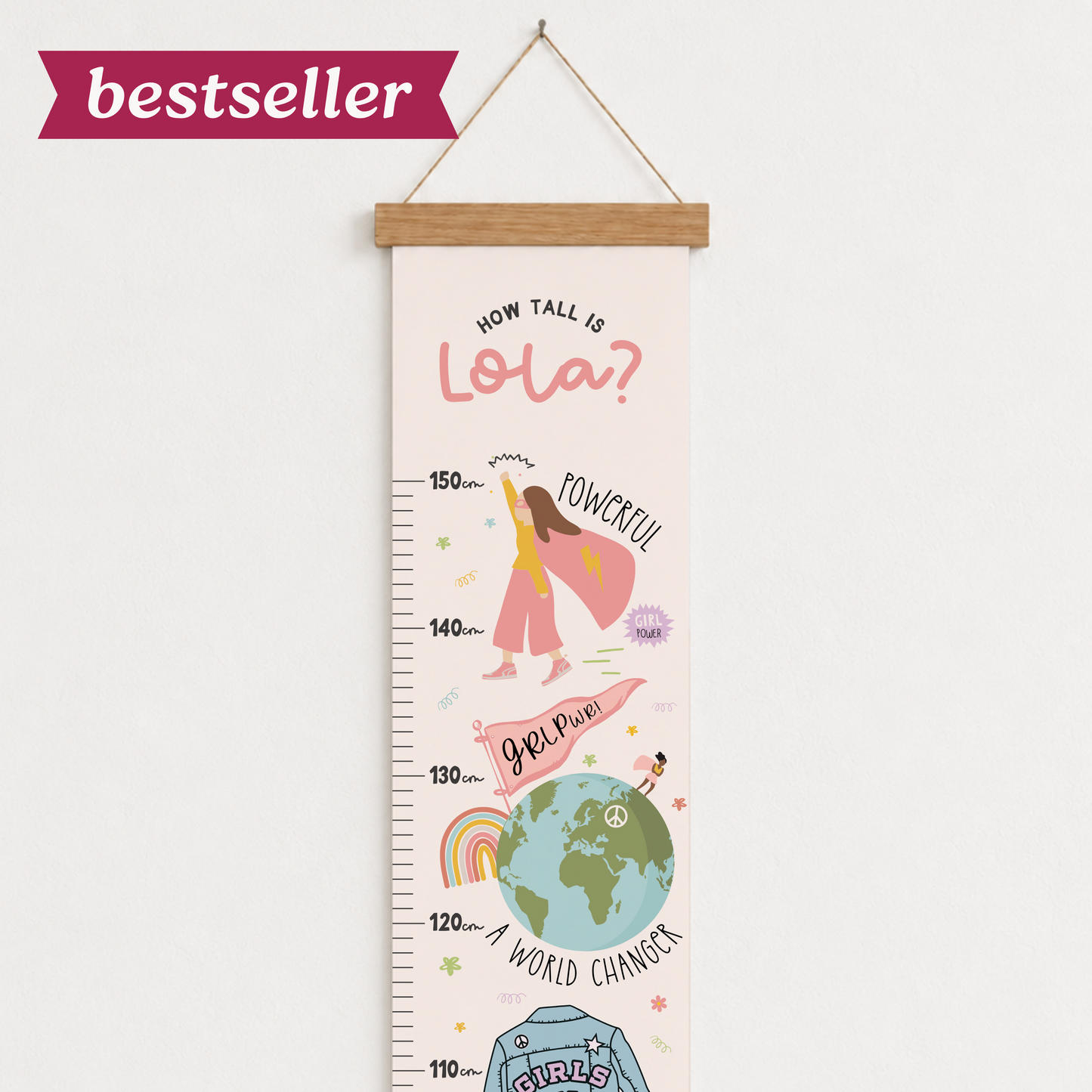 Personalised Girl Power Height Chart Print