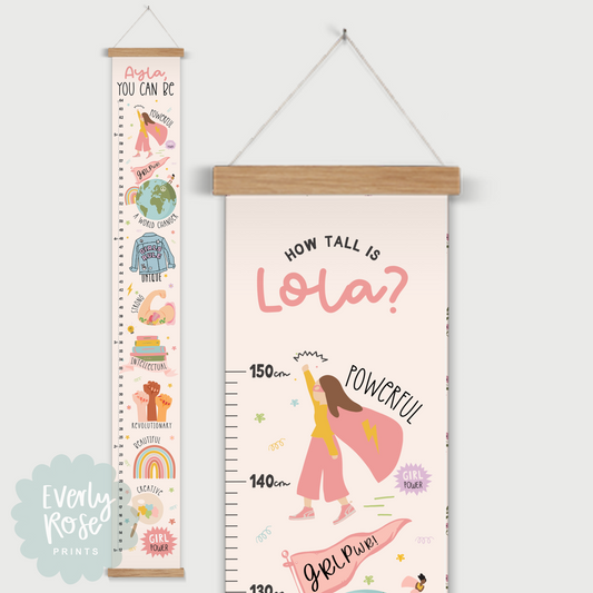 Personalised Girl Power Height Chart Print