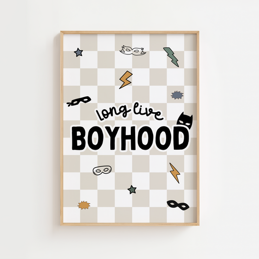 Long Live Boyhood Superhero Print