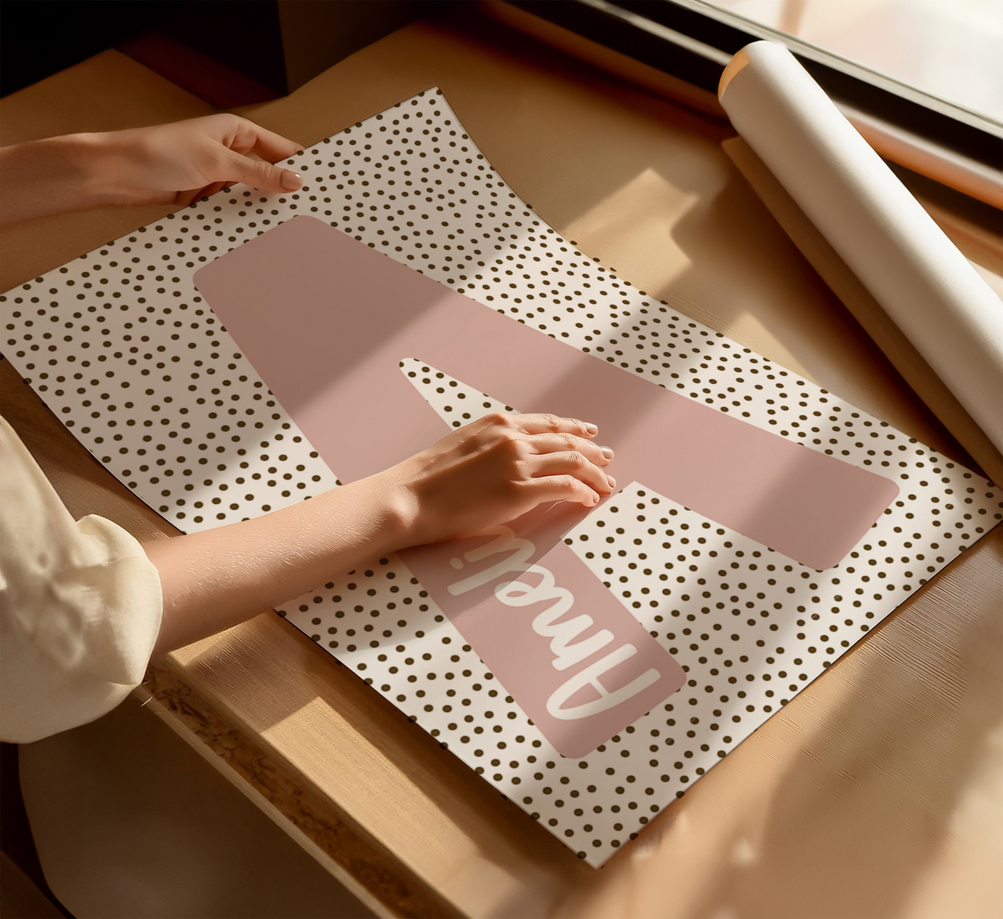 Personalised Dots Background Initial Print